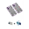 MARSİLYAN™- iPhone 13 Pro Max Kılıf Ufuk Doku Prime - Siyah 3D Antistatik Cam Ekran Koruyucu + Rainbow Kamera Lens Koruma Cam - MI