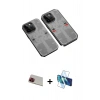 MARSİLYAN™- iPhone 13 Pro Max Kılıf Ufuk Doku Prime - Siyah 3D Antistatik Cam Ekran Koruyucu + Rainbow Kamera Lens Koruma Cam - KI
