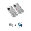 MARSİLYAN™- iPhone 13 Pro Max Kılıf Ufuk Doku Prime - Siyah 3D Antistatik Cam Ekran Koruyucu + Rainbow Kamera Lens Koruma Cam - MI