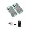 MARSİLYAN™- iPhone 13 Pro Max Kılıf Ufuk Doku Prime - Siyah 3D Antistatik Hayalet Cam Ekran Koruyucu + Pers Alüminyum Kamera Lens - GI