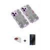 MARSİLYAN™- iPhone 13 Pro Max Kılıf Ufuk Doku Prime - Siyah 3D Antistatik Hayalet Cam Ekran Koruyucu + Pers Alüminyum Kamera Lens - KI