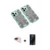 MARSİLYAN™- iPhone 13 Pro Max Kılıf Ufuk Doku Prime - Siyah 3D Antistatik Hayalet Cam Ekran Koruyucu + Pers Alüminyum Kamera Lens - KI