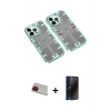 MARSİLYAN™- iPhone 13 Pro Max Kılıf Ufuk Doku Prime - Siyah 3D Antistatik Hayalet Cam Ekran Koruyucu + Rainbow Kamera Lens Koruma Cam - KI