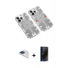 MARSİLYAN™- iPhone 13 Pro Max Kılıf Ufuk Doku Prime - Siyah 3D Antistatik Hayalet Cam Ekran Koruyucu + Pers Alüminyum Kamera Lens - LT
