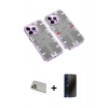 MARSİLYAN™- iPhone 13 Pro Max Kılıf Ufuk Doku Prime - Siyah 3D Antistatik Hayalet Cam Ekran Koruyucu + Rainbow Kamera Lens Koruma Cam - REGD