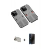 MARSİLYAN™- iPhone 13 Pro Max Kılıf Ufuk Doku Prime - Siyah 3D Antistatik Hayalet Cam Ekran Koruyucu + Rainbow Kamera Lens Koruma Cam - REGD