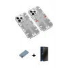 MARSİLYAN™- iPhone 13 Pro Max Kılıf Ufuk Doku Prime - Siyah 3D Antistatik Hayalet Cam Ekran Koruyucu + Shine Kamera Lens Koruma Cam - GI