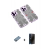 MARSİLYAN™- iPhone 13 Pro Max Kılıf Ufuk Doku Prime - Siyah 3D Antistatik Hayalet Cam Ekran Koruyucu + Shine Kamera Lens Koruma Cam - GI