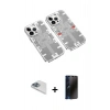 MARSİLYAN™- iPhone 13 Pro Max Kılıf Ufuk Doku Prime - Siyah 3D Antistatik Hayalet Cam Ekran Koruyucu + Pers Alüminyum Kamera Lens - SABE