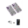 MARSİLYAN™- iPhone 13 Pro Max Kılıf Ufuk Doku Prime - Siyah 3D Antistatik Hayalet Cam Ekran Koruyucu + Pers Alüminyum Kamera Lens - SABE