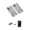 MARSİLYAN™- iPhone 13 Pro Max Kılıf Ufuk Doku Prime - Siyah 3D Antistatik Hayalet Cam Ekran Koruyucu + Renkli Kamera Lens Koruma Cam - TU
