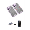MARSİLYAN™- iPhone 13 Pro Max Kılıf Ufuk Doku Prime - Siyah 3D Antistatik Hayalet Cam Ekran Koruyucu + Renkli Kamera Lens Koruma Cam - TU