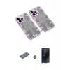 MARSİLYAN™- iPhone 13 Pro Max Kılıf Ufuk Doku Prime - Siyah 3D Antistatik Hayalet Cam Ekran Koruyucu + Renkli Kamera Lens Koruma Cam - YL