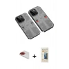 MARSİLYAN™- iPhone 13 Pro Max Kılıf Ufuk Doku Prime - Siyah 6D Mat Seramik Hayalet Nano Ekran Koruyucu + Pers Alüminyum Kamera Lens - KI