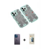 MARSİLYAN™- iPhone 13 Pro Max Kılıf Ufuk Doku Prime - Siyah 6D Mat Seramik Hayalet Nano Ekran Koruyucu + Mavi Neon Fosforlu Kamera Lens