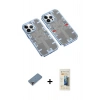 MARSİLYAN™- iPhone 13 Pro Max Kılıf Ufuk Doku Prime - Siyah 6D Mat Seramik Hayalet Nano Ekran Koruyucu + Mor Metal Kamera Lens Koruma Cam
