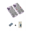 MARSİLYAN™- iPhone 13 Pro Max Kılıf Ufuk Doku Prime - Siyah 6D Mat Seramik Hayalet Nano Ekran Koruyucu + Mor Metal Kamera Lens Koruma Cam