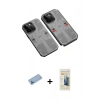 MARSİLYAN™- iPhone 13 Pro Max Kılıf Ufuk Doku Prime - Siyah 6D Mat Seramik Hayalet Nano Ekran Koruyucu + Mavi Shine Kamera Lens Koruma Cam
