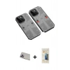 MARSİLYAN™- iPhone 13 Pro Max Kılıf Ufuk Doku Prime - Siyah 6D Mat Seramik Hayalet Nano Ekran Koruyucu + Rainbow Kamera Lens Koruma Cam - MR