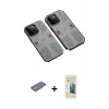 MARSİLYAN™- iPhone 13 Pro Max Kılıf Ufuk Doku Prime - Siyah 6D Mat Seramik Hayalet Nano Ekran Koruyucu + Renkli Kamera Lens Koruma Cam - PE