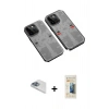 MARSİLYAN™- iPhone 13 Pro Max Kılıf Ufuk Doku Prime - Siyah 6D Mat Seramik Hayalet Nano Ekran Koruyucu + Pers Alüminyum Kamera Lens - SABE