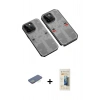 MARSİLYAN™- iPhone 13 Pro Max Kılıf Ufuk Doku Prime - Siyah 6D Mat Seramik Hayalet Nano Ekran Koruyucu + Renkli Kamera Lens Koruma Cam - YL