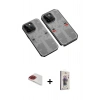 MARSİLYAN™- iPhone 13 Pro Max Kılıf Ufuk Doku Prime - Siyah Bilvis 3D Cam Ekran Koruyucu + Pers Alüminyum Kamera Lens - KI