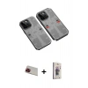 MARSİLYAN™- iPhone 13 Pro Max Kılıf Ufuk Doku Prime - Siyah Bilvis 3D Cam Ekran Koruyucu + Rainbow Kamera Lens Koruma Cam - KI