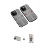 MARSİLYAN™- iPhone 13 Pro Max Kılıf Ufuk Doku Prime - Siyah Bilvis 3D Cam Ekran Koruyucu + Rainbow Kamera Lens Koruma Cam - MR