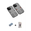 MARSİLYAN™- iPhone 13 Pro Max Kılıf Ufuk Doku Prime - Siyah Bilvis 3D Cam Ekran Koruyucu + Shine Kamera Lens Koruma Cam - PE