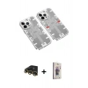MARSİLYAN™- iPhone 13 Pro Max Kılıf Ufuk Doku Prime - Siyah Bilvis 3D Cam Ekran Koruyucu + Raze Metal Kamera Lens - GD