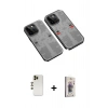 MARSİLYAN™- iPhone 13 Pro Max Kılıf Ufuk Doku Prime - Siyah Bilvis 3D Cam Ekran Koruyucu + Shine Kamera Lens - GD
