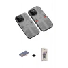MARSİLYAN™- iPhone 13 Pro Max Kılıf Ufuk Doku Prime - Siyah Bilvis 3D Cam Ekran Koruyucu + Renkli Kamera Lens Koruma Cam - TU