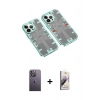 MARSİLYAN™- iPhone 13 Pro Max Kılıf Ufuk Doku Prime - Siyah Bilvis 3D Mat Cam Ekran Koruyucu + Neon Fosforlu Kamera Lens - BZ