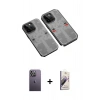 MARSİLYAN™- iPhone 13 Pro Max Kılıf Ufuk Doku Prime - Siyah Bilvis 3D Mat Cam Ekran Koruyucu + Neon Fosforlu Kamera Lens - BZ