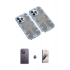 MARSİLYAN™- iPhone 13 Pro Max Kılıf Ufuk Doku Prime - Siyah Bilvis 3D Mat Cam Ekran Koruyucu + Neon Fosforlu Kamera Lens - BZ