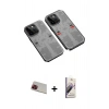 MARSİLYAN™- iPhone 13 Pro Max Kılıf Ufuk Doku Prime - Siyah Bilvis 3D Mat Cam Ekran Koruyucu + Rainbow Kamera Lens Koruma Cam - KI