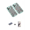 MARSİLYAN™- iPhone 13 Pro Max Kılıf Ufuk Doku Prime - Siyah Bilvis 3D Mat Cam Ekran Koruyucu + Renkli Kamera Lens Koruma Cam - MI