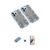 MARSİLYAN™- iPhone 13 Pro Max Kılıf Ufuk Doku Prime - Siyah Bilvis 3D Mat Cam Ekran Koruyucu + Pembe Shine Kamera Lens Koruma Cam