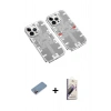 MARSİLYAN™- iPhone 13 Pro Max Kılıf Ufuk Doku Prime - Siyah Bilvis 3D Mat Cam Ekran Koruyucu + Pembe Shine Kamera Lens Koruma Cam