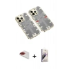 MARSİLYAN™- iPhone 13 Pro Max Kılıf Ufuk Doku Prime - Siyah Bilvis 3D Mat Cam Ekran Koruyucu + Pers Alüminyum Kamera Lens - KI