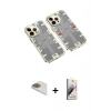 MARSİLYAN™- iPhone 13 Pro Max Kılıf Ufuk Doku Prime - Siyah Bilvis 3D Mat Cam Ekran Koruyucu + Pers Alüminyum Kamera Lens - GD
