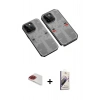MARSİLYAN™- iPhone 13 Pro Max Kılıf Ufuk Doku Prime - Siyah Bilvis 3D Mat Cam Ekran Koruyucu + Pers Alüminyum Kamera Lens - KI
