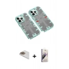 MARSİLYAN™- iPhone 13 Pro Max Kılıf Ufuk Doku Prime - Siyah Bilvis 3D Mat Cam Ekran Koruyucu + Pers Alüminyum Kamera Lens - GD