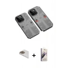 MARSİLYAN™- iPhone 13 Pro Max Kılıf Ufuk Doku Prime - Siyah Bilvis 3D Mat Cam Ekran Koruyucu + Pers Alüminyum Kamera Lens - GD