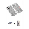 MARSİLYAN™- iPhone 13 Pro Max Kılıf Ufuk Doku Prime - Siyah Bilvis 3D Mat Cam Ekran Koruyucu + Renkli Kamera Lens Koruma Cam - TU