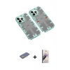 MARSİLYAN™- iPhone 13 Pro Max Kılıf Ufuk Doku Prime - Siyah Bilvis 3D Mat Cam Ekran Koruyucu + Renkli Kamera Lens Koruma Cam - SI