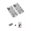 MARSİLYAN™- iPhone 13 Pro Max Kılıf Ufuk Doku Prime - Siyah Bilvis 3D Mat Cam Ekran Koruyucu + Renkli Kamera Lens Koruma Cam - SI