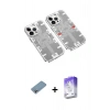 MARSİLYAN™- iPhone 13 Pro Max Kılıf Ufuk Doku Prime - Siyah Bilvis 5in1 3D Magic Cam Ekran Koruyucu + Gökkuşağı Shine Kamera Lens Koruma Cam