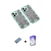 MARSİLYAN™- iPhone 13 Pro Max Kılıf Ufuk Doku Prime - Siyah Bilvis 5in1 3D Magic Cam Ekran Koruyucu + Gökkuşağı Shine Kamera Lens Koruma Cam